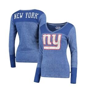 Touch By Alyssa Milano New York Giants Women's Long Sleeve V Neck T-Shirt 2X NEW